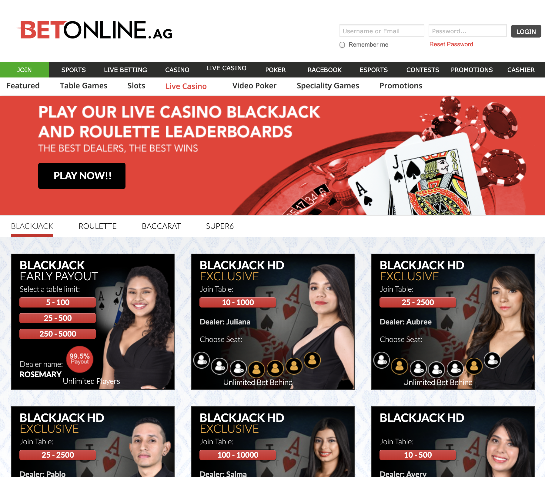 Betonline Live Casino